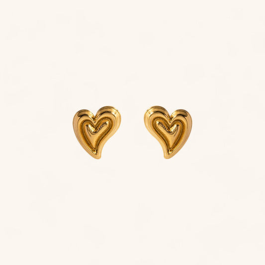 Chic Stainless Steel Double Heart Drop Earrings