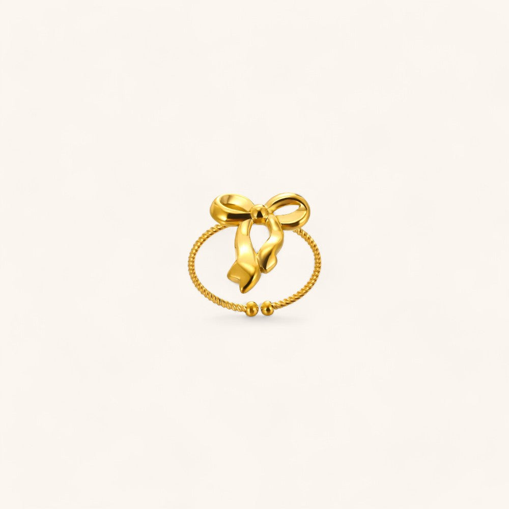 Stylish Gold Bowknot Ring for Women