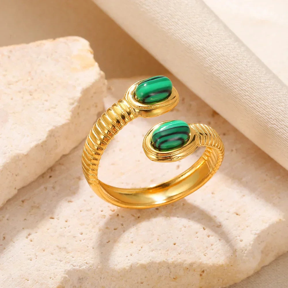 Gold Ring with Green Stone Accent