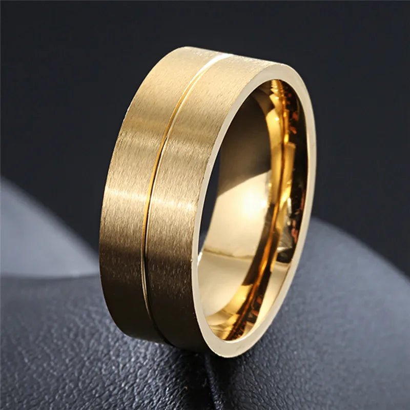 Elegant Gold Stainless Steel Wedding Promise Rings