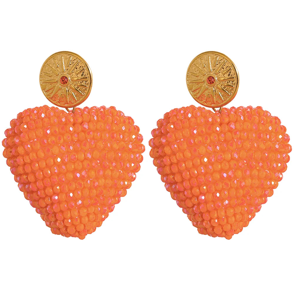 Colorful Heart Shaped Drop Earrings