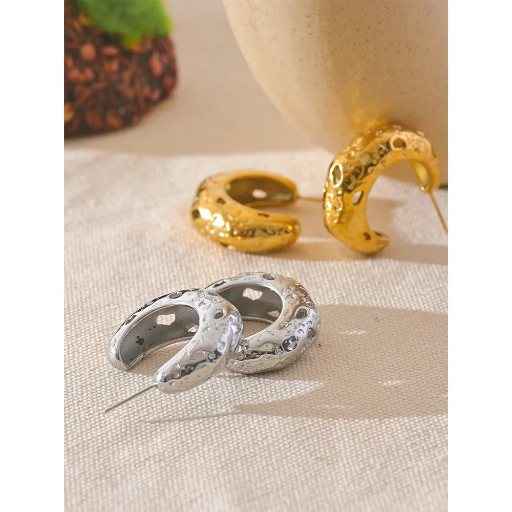 Vintage C-Shape Stainless Steel Earrings