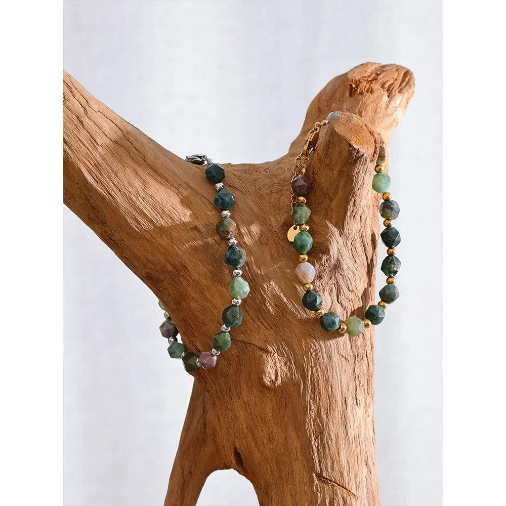 Agate Stone Beads Bracelet Chain Design