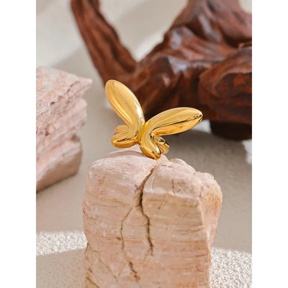 Butterfly Design Open Ring in Minimalistic Style