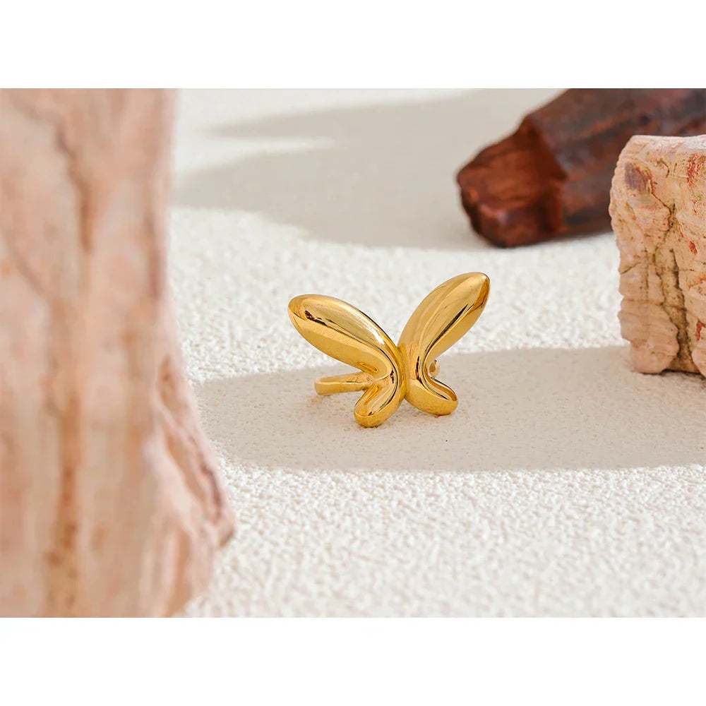 Butterfly Design Open Ring in Minimalistic Style