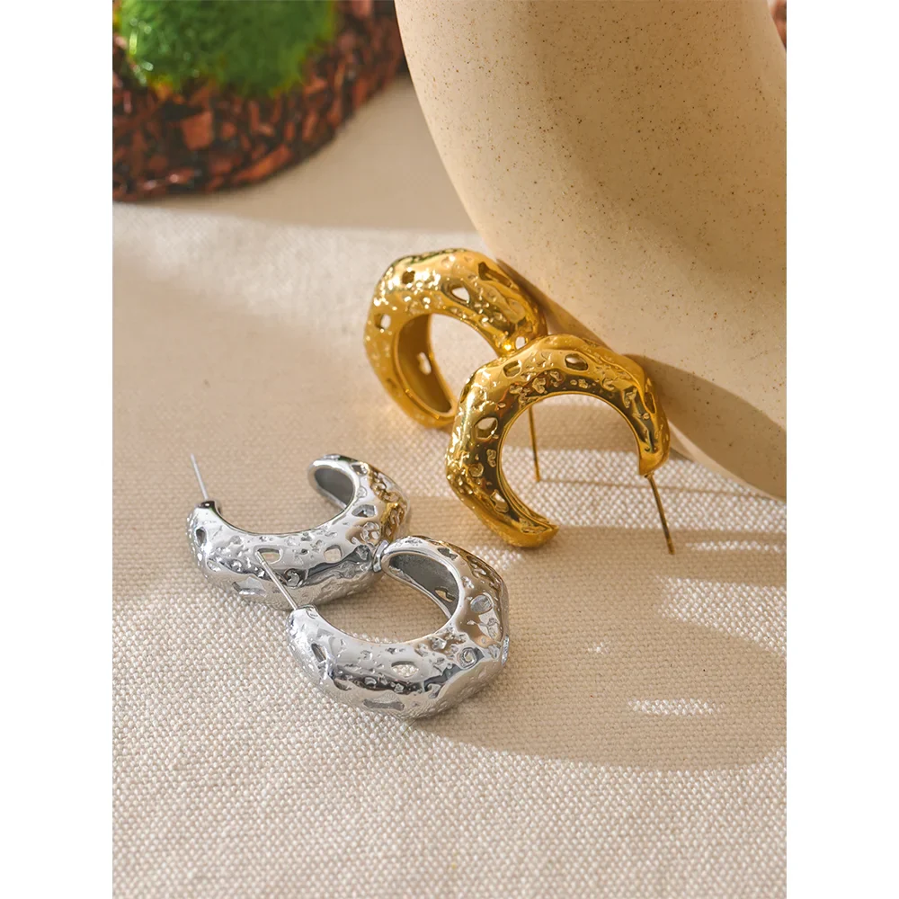 Vintage C-Shape Stainless Steel Earrings