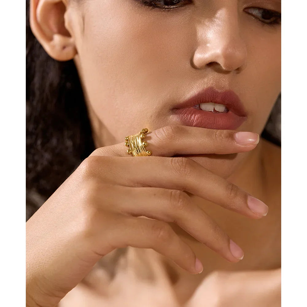 Stylish Wide Gold Statement Ring for Women