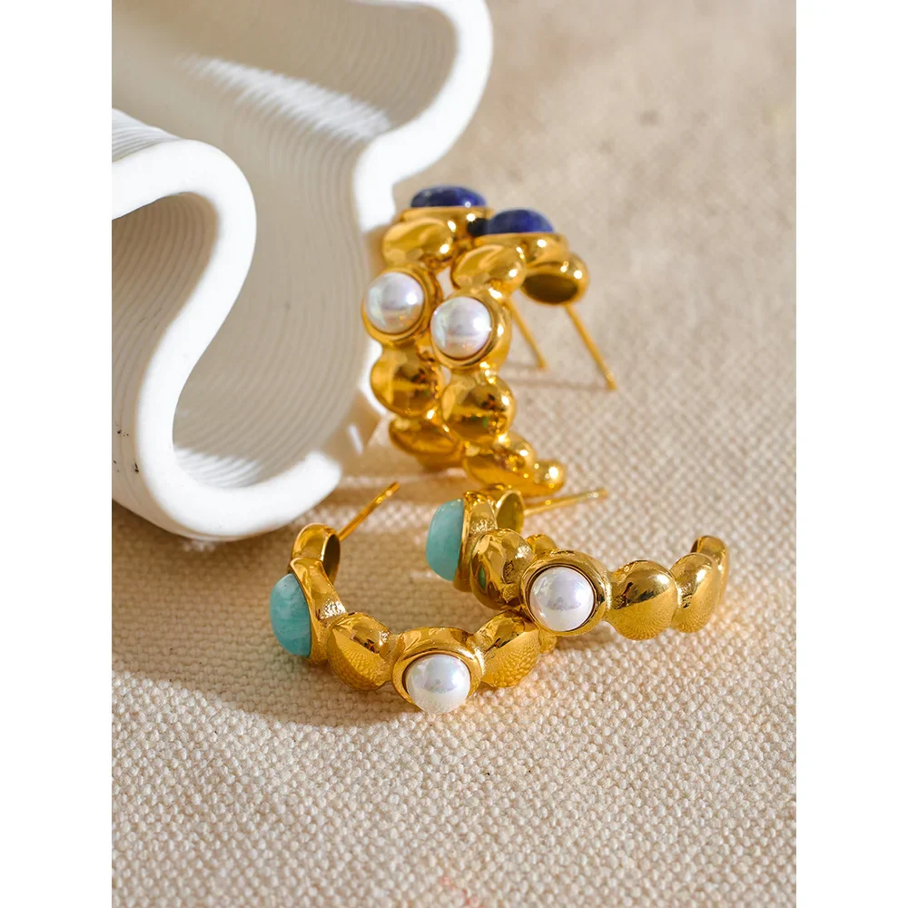 Vintage Gold Pearl Hoop Earrings Design