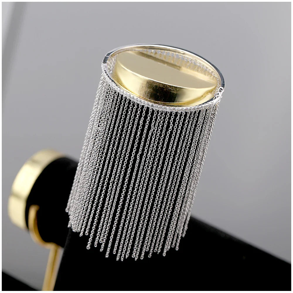 Silver Tassel Zircon Bangle for Women and Girls