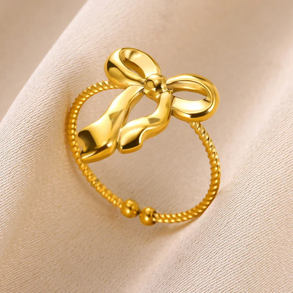 Stylish Gold Bowknot Ring for Women