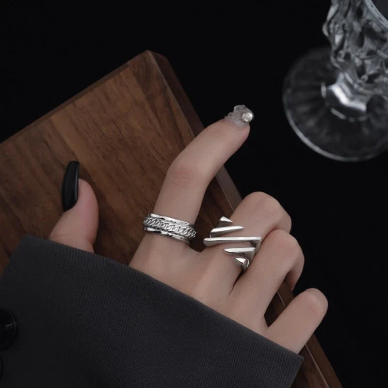 Contemporary Angular Silver Statement Ring