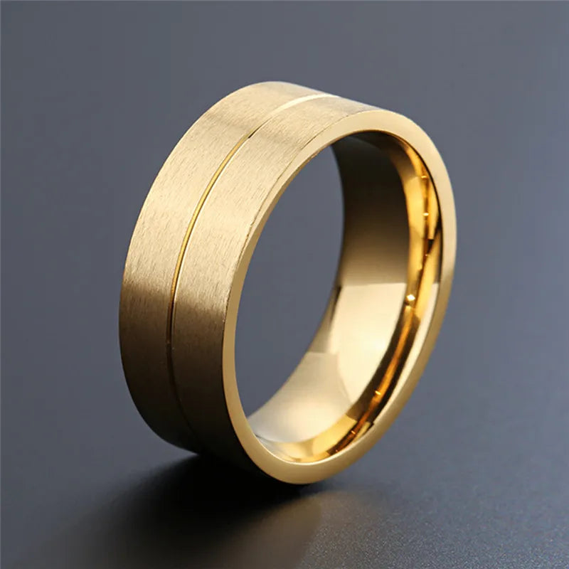 Elegant Gold Stainless Steel Wedding Promise Rings