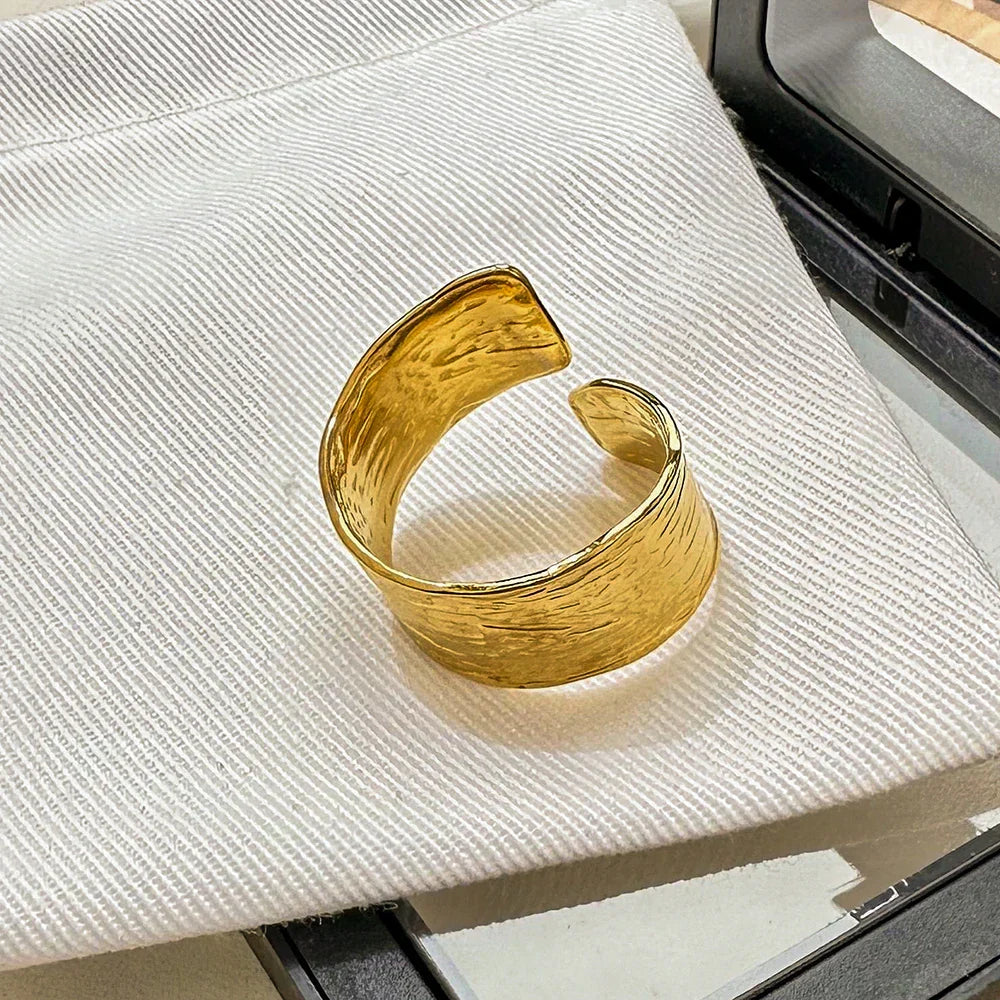 Adjustable Stainless Steel Ring in Gold Finish