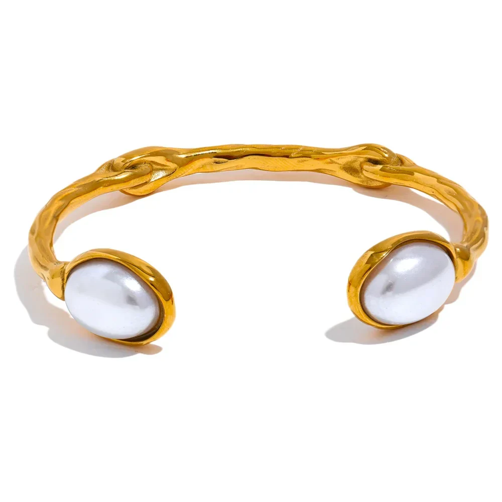 Cuff Bracelet with Imitation Pearls Design