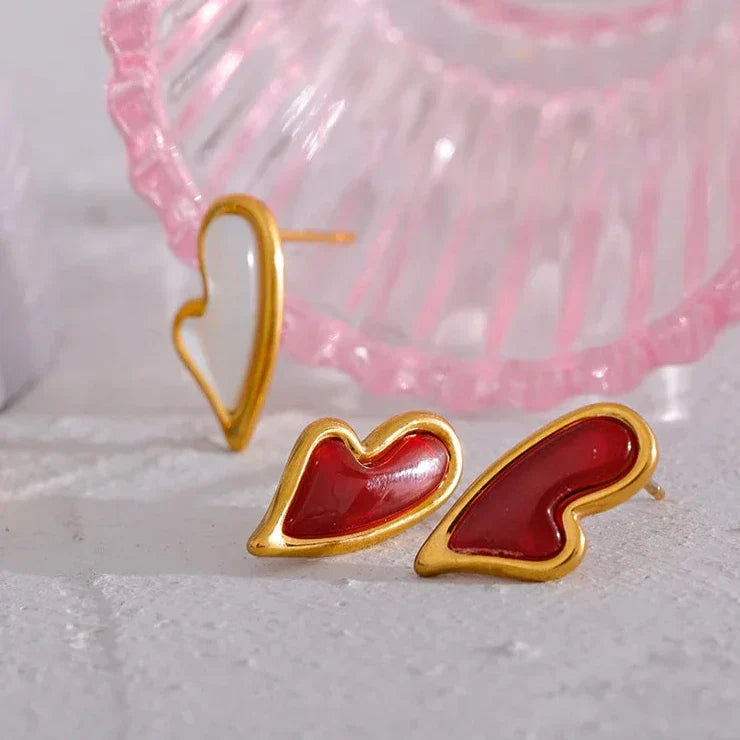 Heart Charm Stainless Steel Earrings for Women