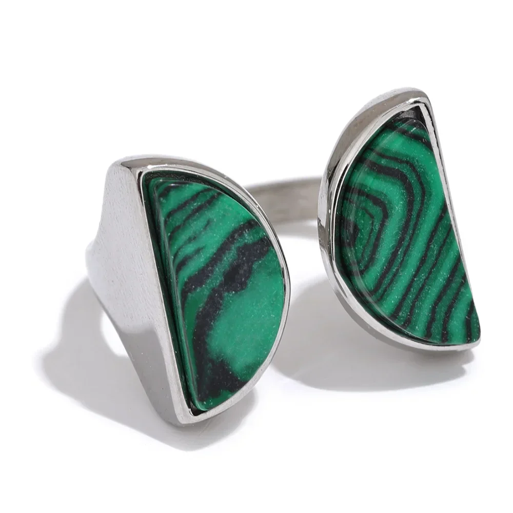 Stylish Wide Malachite Stone Ring for Women