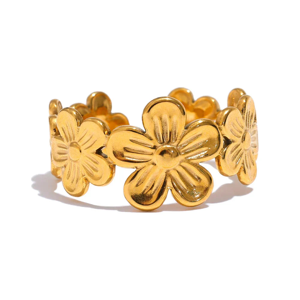 Stylish Plant Flower Open Ring Design