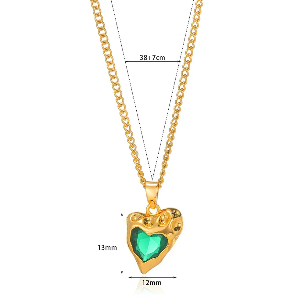 Zircon Gold Heart Shaped Pendant Necklace