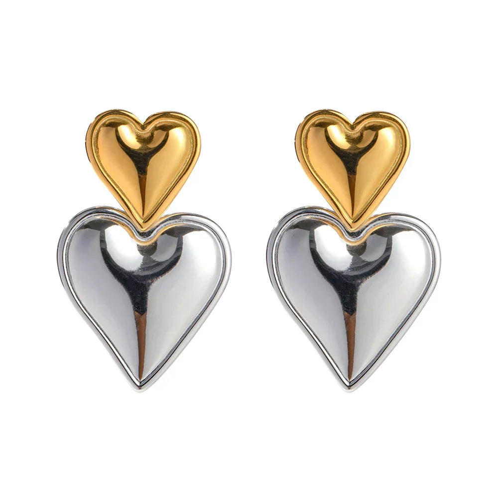 Textured Heart Design Drop Earrings