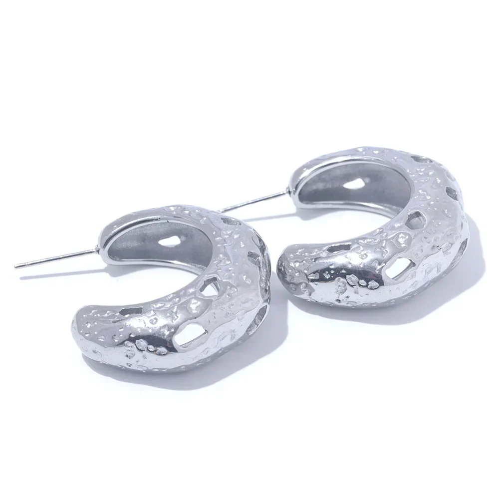 Vintage C-Shape Stainless Steel Earrings