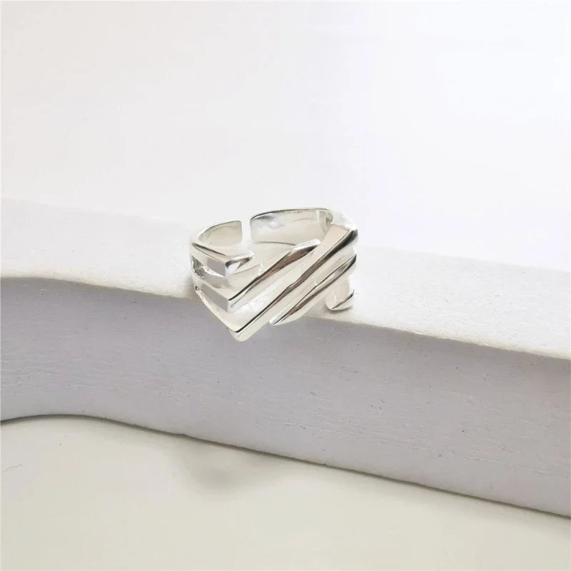 Contemporary Angular Silver Statement Ring