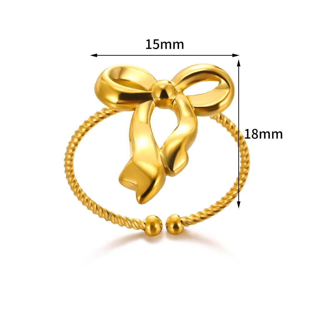 Stylish Gold Bowknot Ring for Women