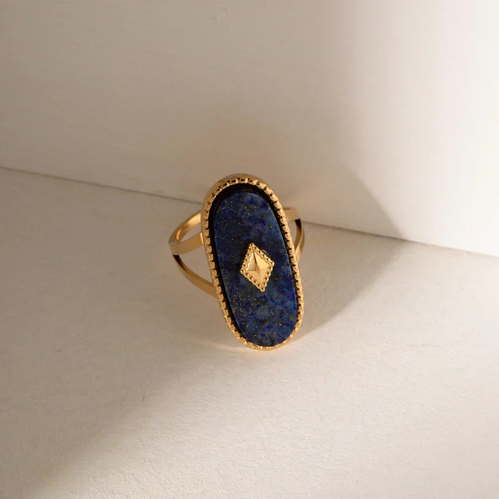 Stylish Lapis Stone Stacking Ring Piece