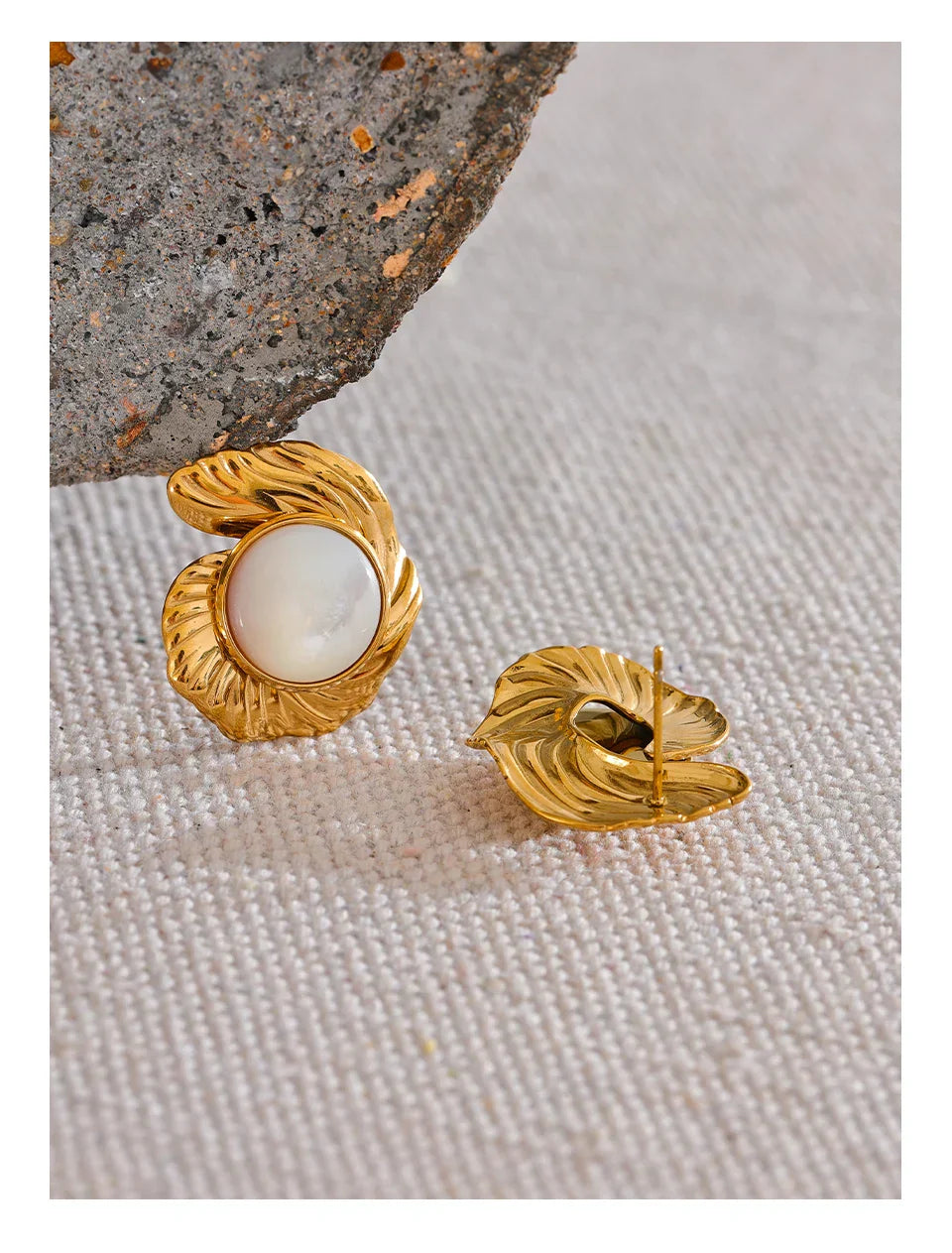 Geometric Statement Earrings with Natural Shell