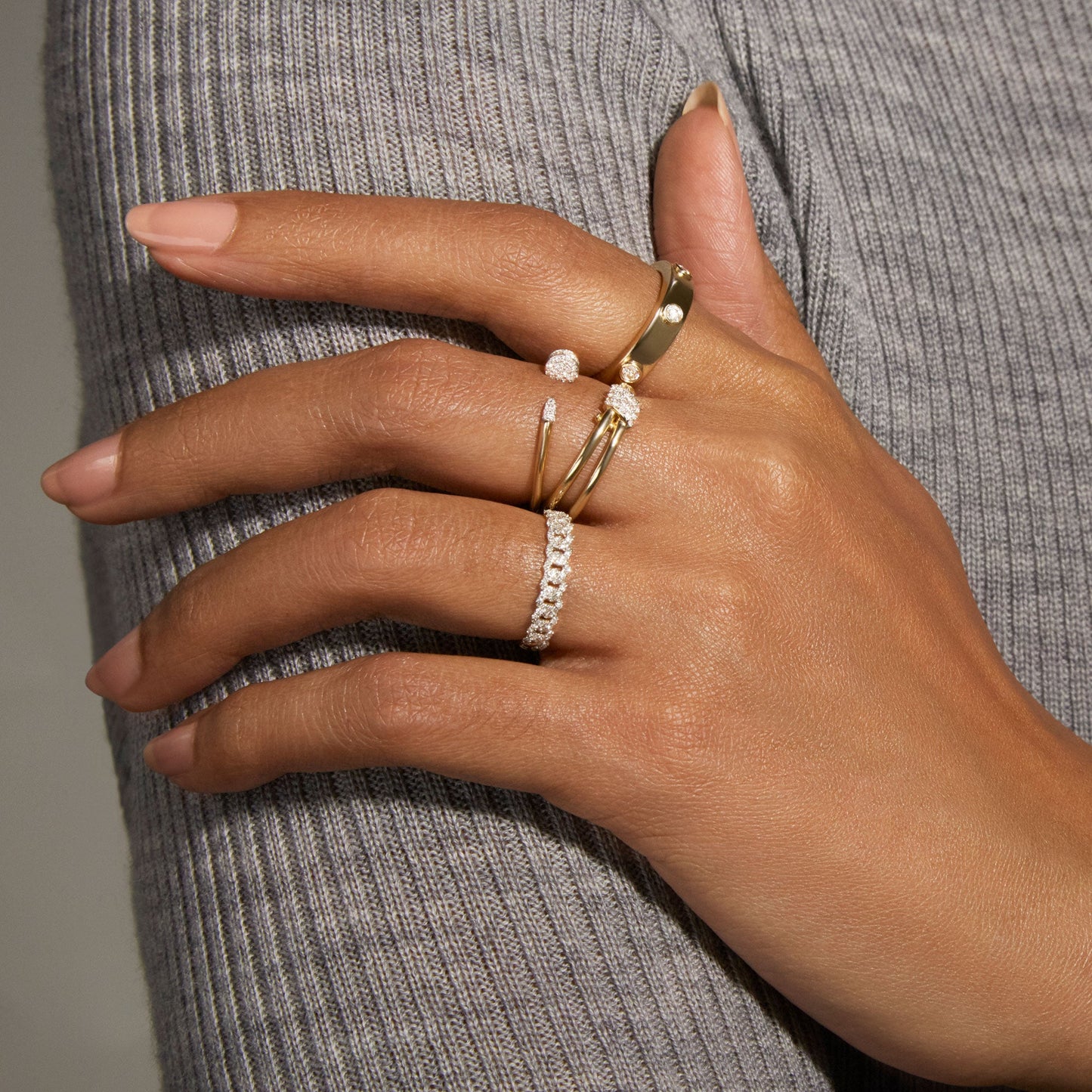 Diamond Pave Chain Style Ring in Silver