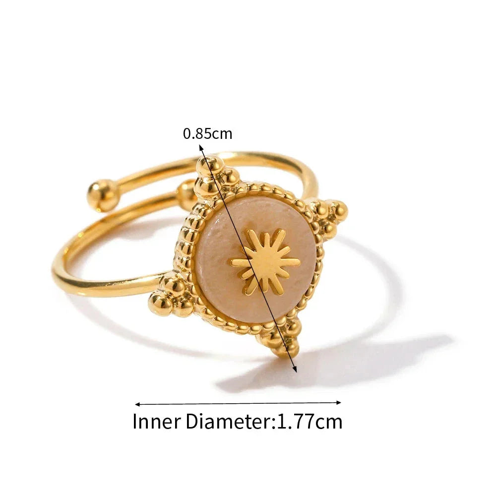 Gold Astrolabe Style Ring for Women