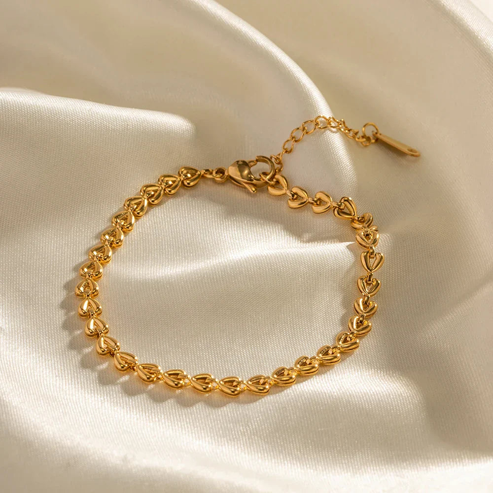 Hollow Heart Braided Gold Plated Bracelet