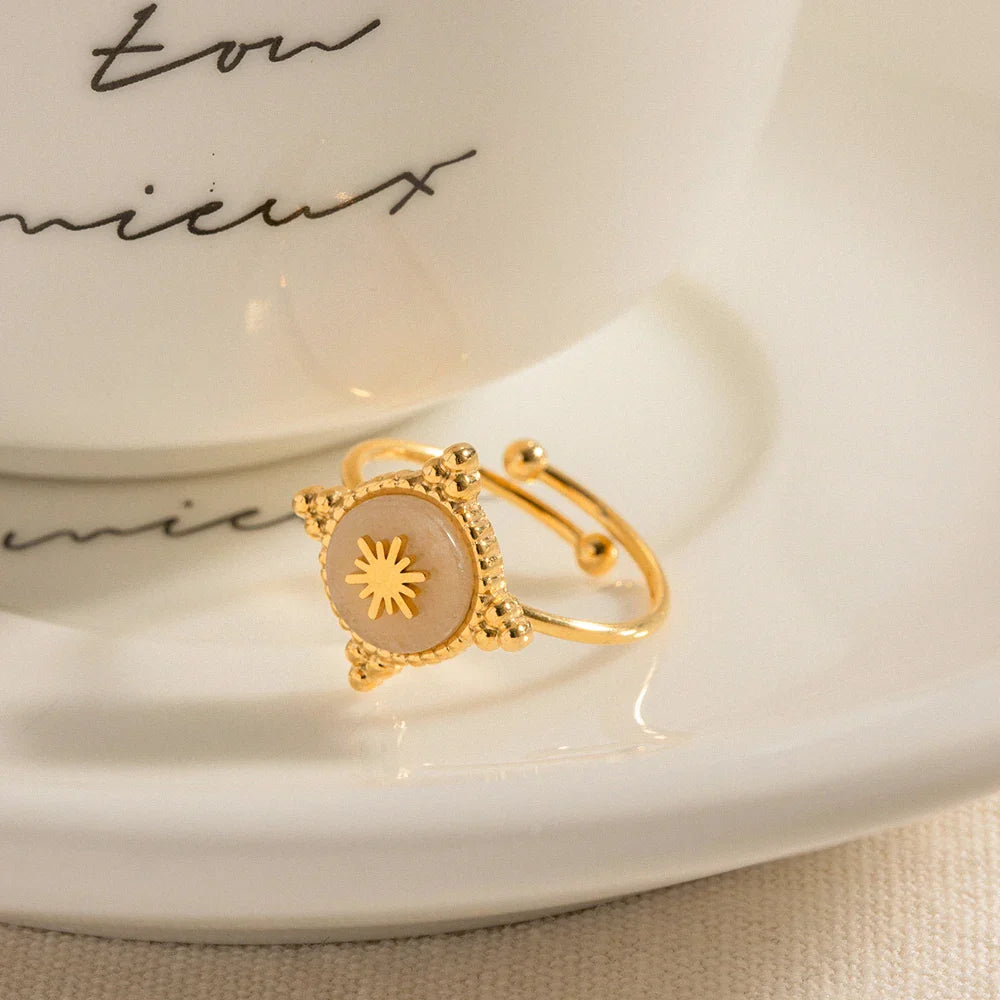 Gold Astrolabe Style Ring for Women