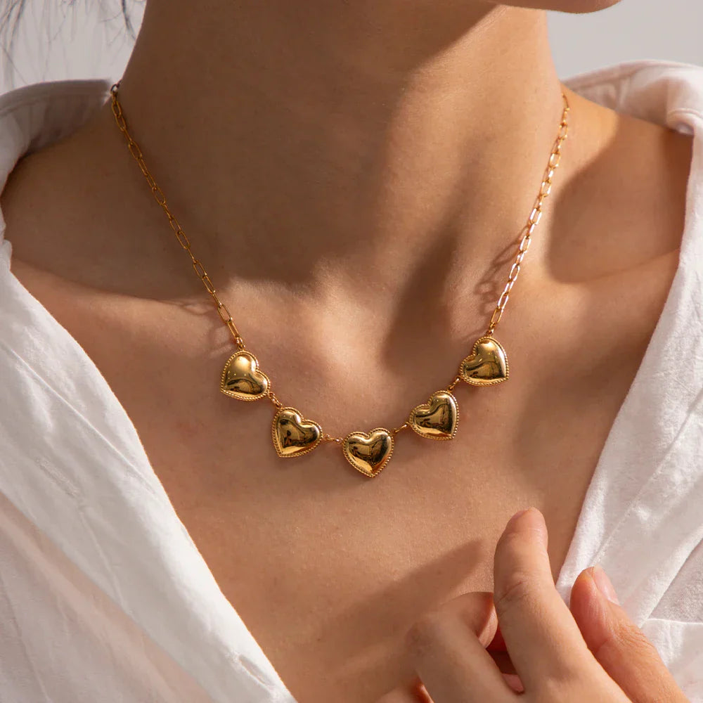 Gold Heart Bezel Pendant Necklace