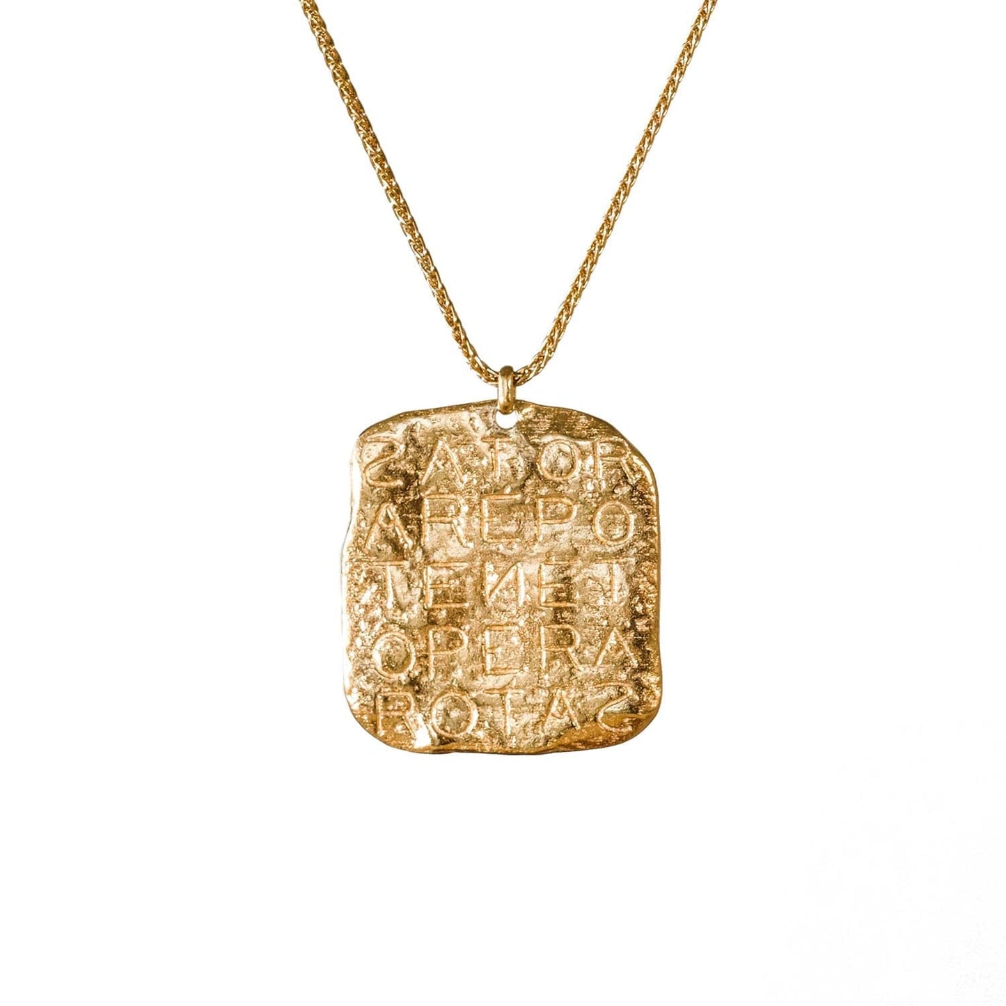 Gold Talisman Necklace with Magic Sator Square Design