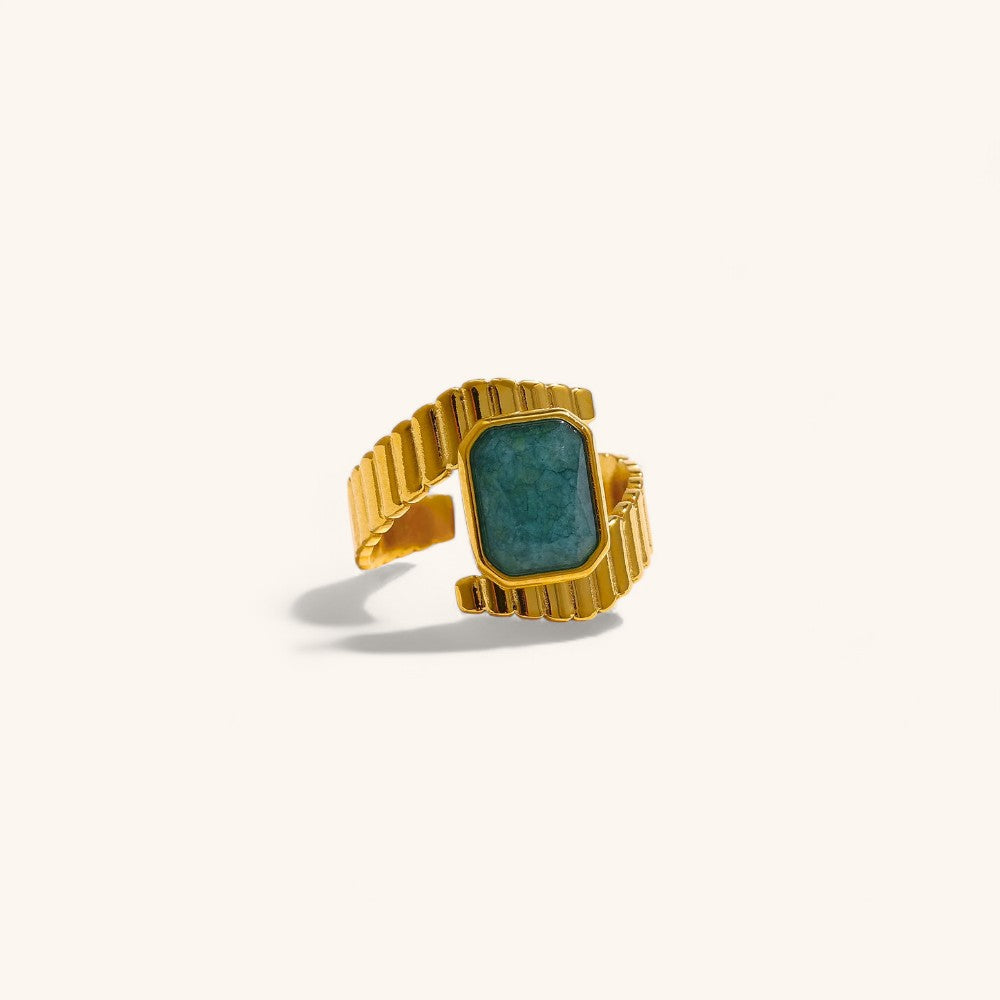 Gold Ring with Blue Apatite Stone