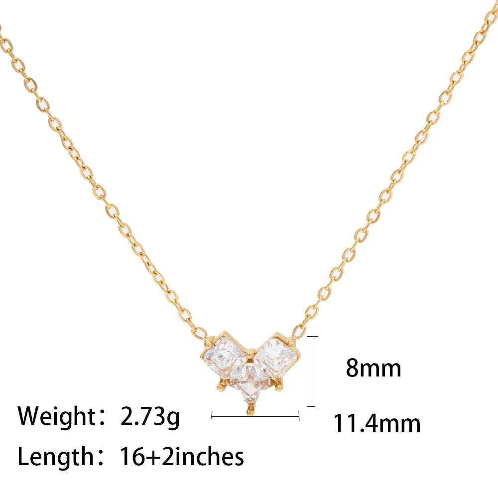 Heart Shaped Cubic Zirconia Necklace in Bling Style