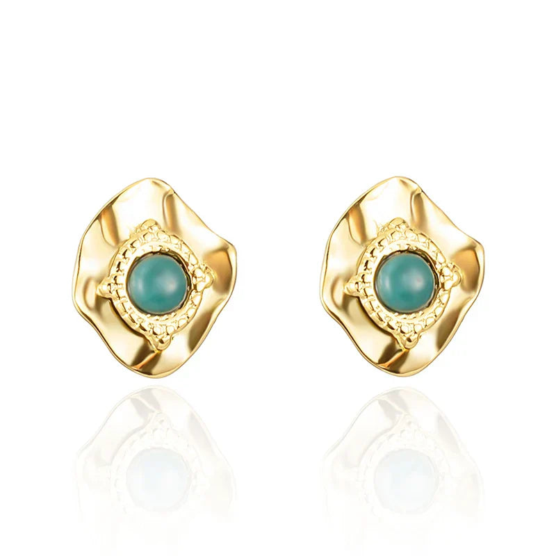 Irregular Spiked Gold Plated Stud Earrings