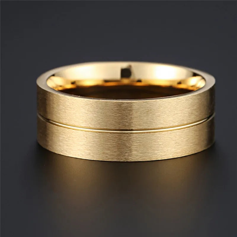 Stylish Gold Stainless Steel Wedding Promise Rings