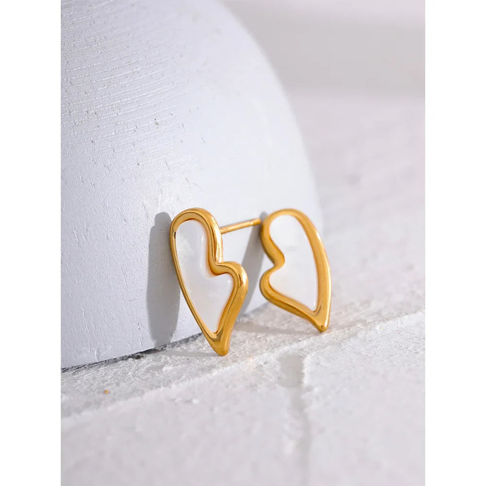 Heart Charm Stainless Steel Earrings for Women