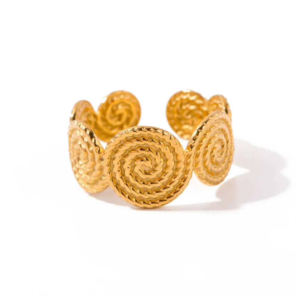 Twist Pattern Gold Hoop Jewelry Ring