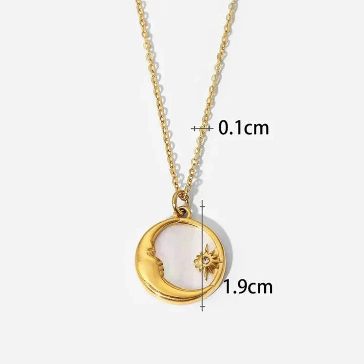 Celestial Moon and Star Pendant Necklace