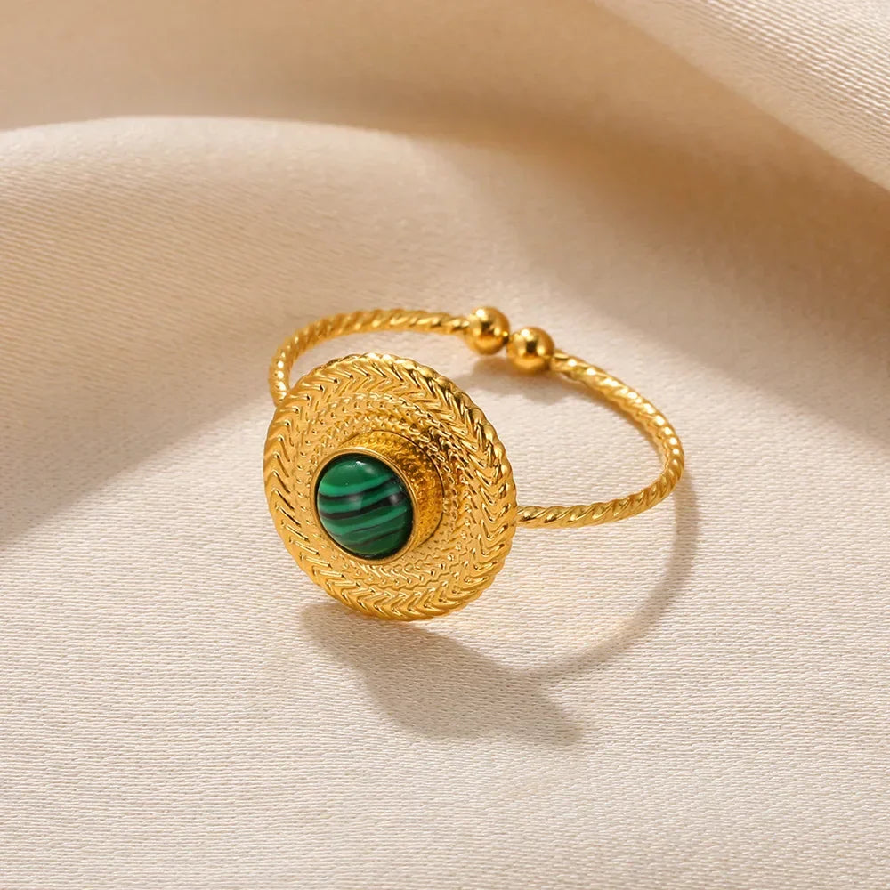 Gold Ring with Green Stone Accent