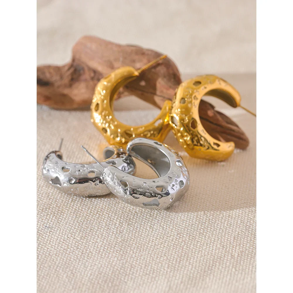 Vintage C-Shape Stainless Steel Earrings