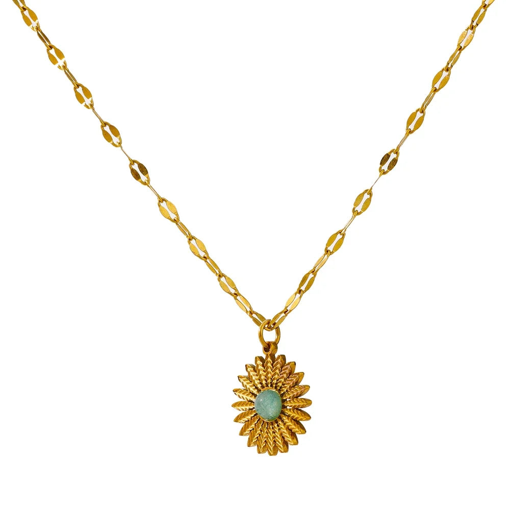 Floral Stone Pendant Necklace in Elegant Design