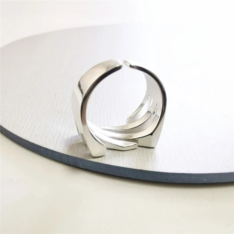 Contemporary Angular Silver Statement Ring