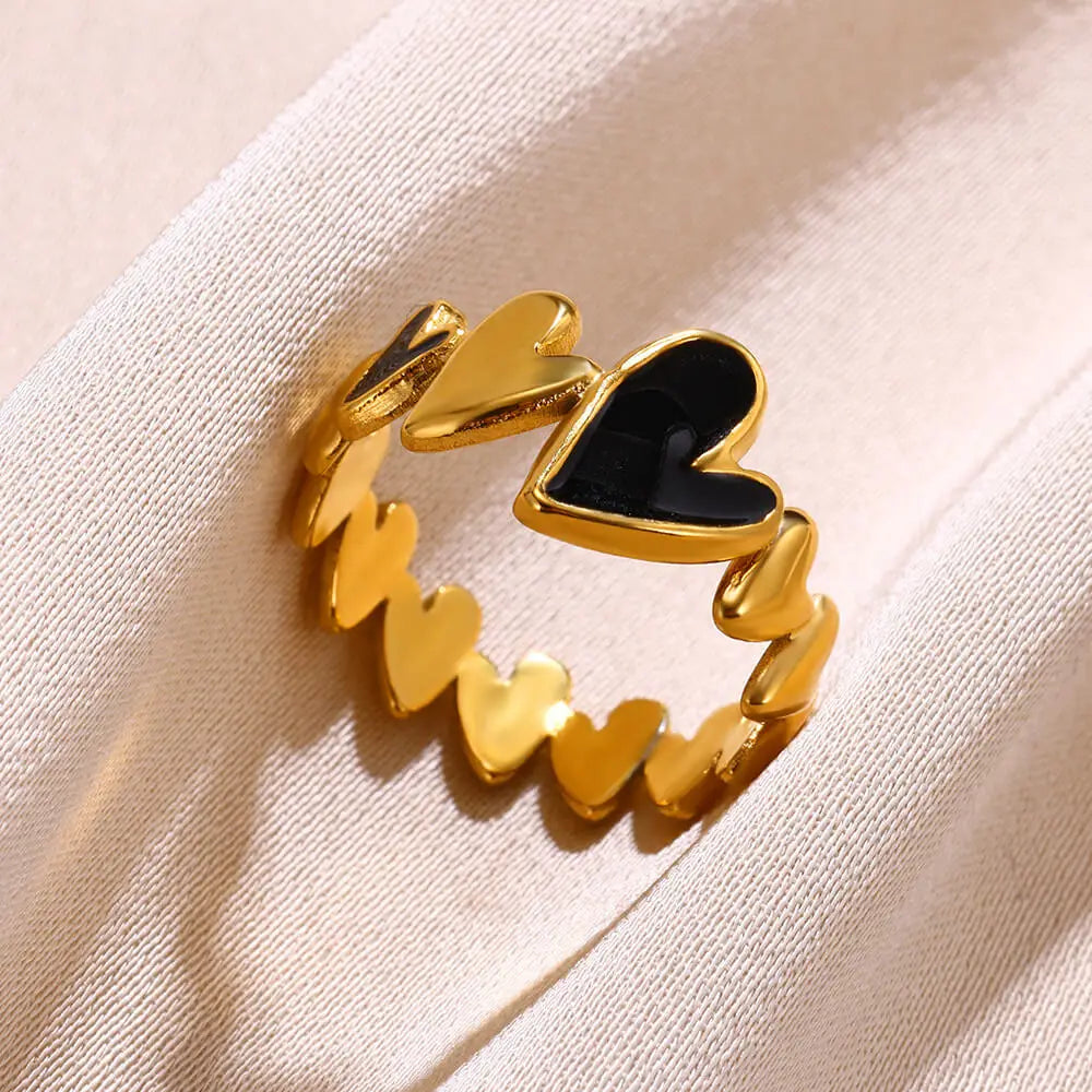 Gold Heart and Star Ring Design