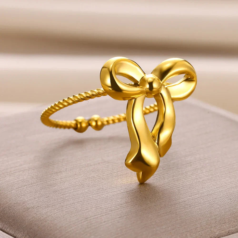 Stylish Gold Bowknot Ring for Women