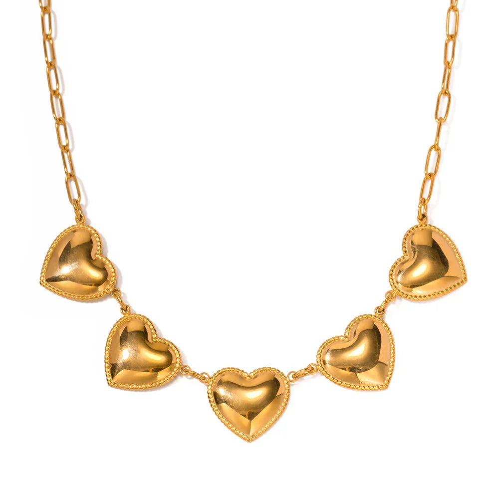 Gold Heart Bezel Pendant Necklace