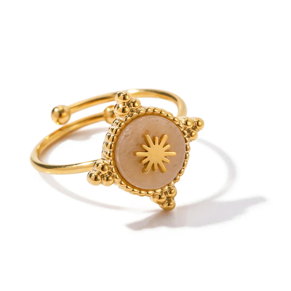 Gold Astrolabe Style Ring for Women