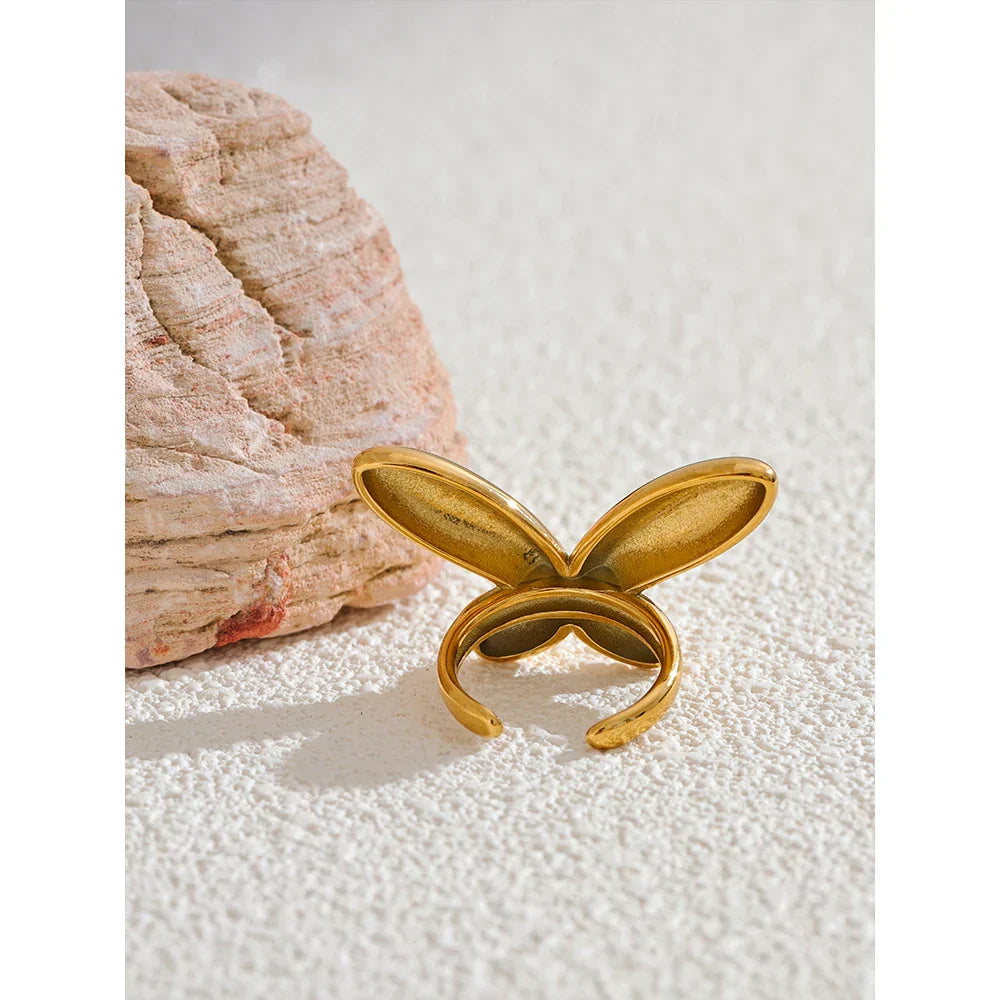 Butterfly Design Open Ring in Minimalistic Style